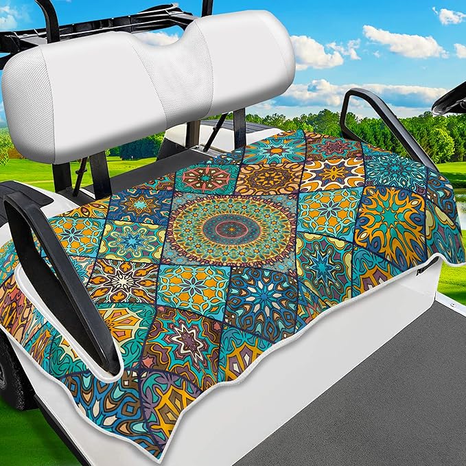 ENYORSE Golf Cart Seat Covers - Ethnic Style Golf Cart Towel Blanket for 2/4 Seater, Soft & Breathable Microfiber, Keeps Seats Cool & Comfortable, 51”x31”, Fits EZGO/Yamaha/Club Car