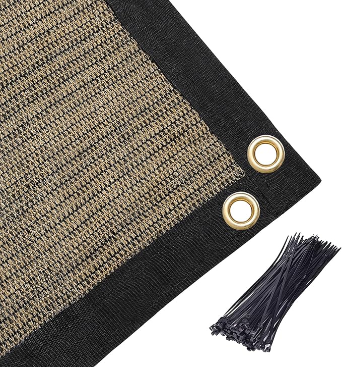 Amagenix 90% Shade Fabric 13'X 18' Mocha Sun Shade Cloth with Grommets for Pergola Replacement Shade Cover Canopy, Heavy Duty, Cable Zip Ties Included (We Customized)