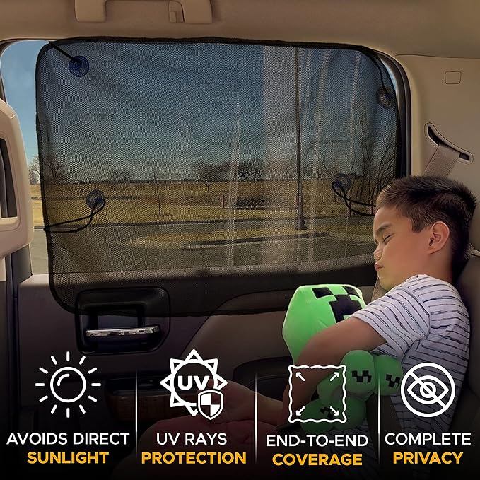 EcoNour Magnetic Car Side Window Sun Shade (1 Pack) | Rear Window Sunshade Covers & Blocks UV Rays | Baby Shades for Side Windows Ensures Privacy Protection | Baby Car Travel Accessories (26"x19")