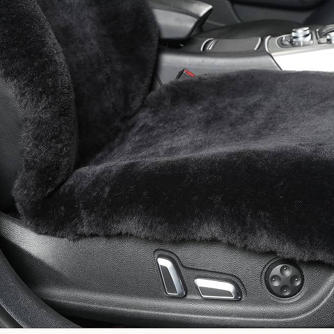Natural Fur Sheepskin Universal car seat Covers for seat Cushion Auto Accessories, (Smoky Grey, Universal Fit)