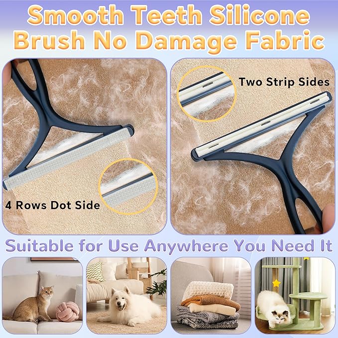 2 Pack Pet Hair Removal Tool, Cleaner Pro Pet Hair Remover for Cat and Dog, Reusable Carpet Scraper Lint Remover, Lint Shaver for Couch, Carpet, Clothing, Bedding, Car, Furniture, Pet Towers