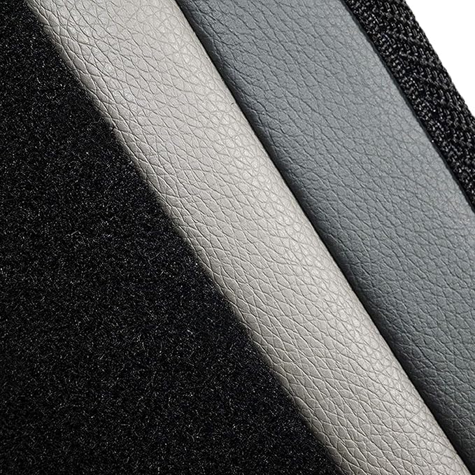 FH Group Color-Block Carpet Car Floor Mats – Non-Slip, Faux Leather Accents, Universal Fit for Sedan, SUV & Truck – Full Set Gray