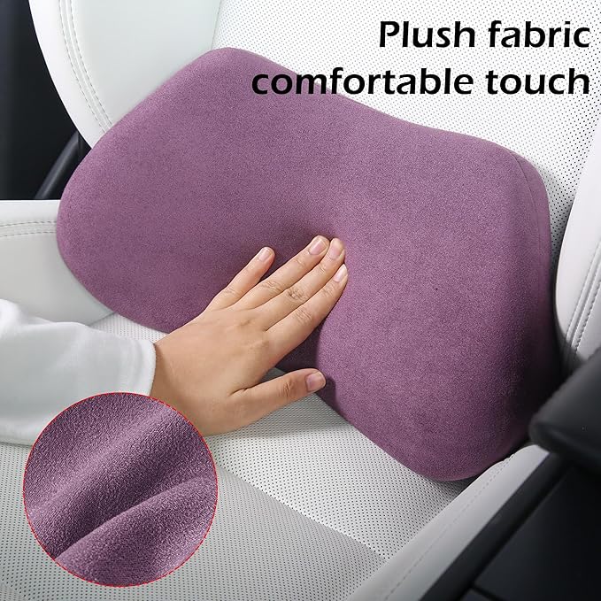 Lumbar Support Pillow for Car, Ergonomic Memory Foam Back Cushion for Driving, Seat Office Chair, Gaming Chair, Lower Back Support for Back Pain Relief, Purple, 2 Pack