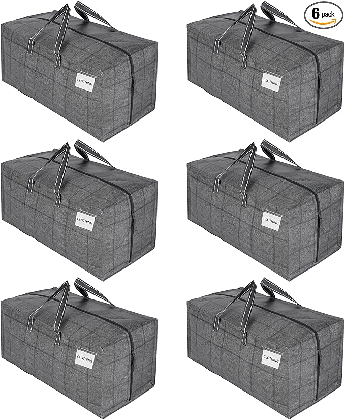 VENO 6 Pack Heavy Duty Moving Bags with Backpack Straps, Zippers & Handles, Extra Large Packing Bags for College Dorm Essentials, Moving Supplies Alternative to Cardboard Moving Boxes