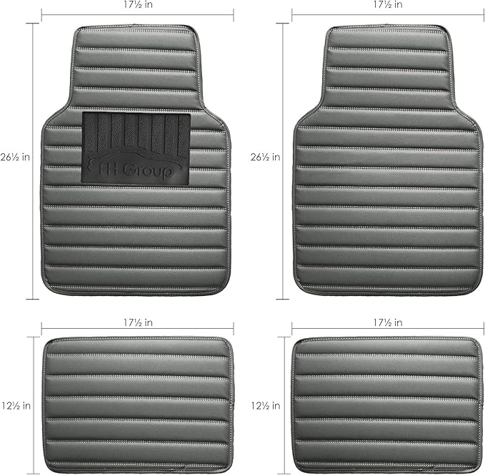FH Group Floor Mats - Faux Leather Floor Mats for Cars, Universal Fit Automotive Floor Mats, All Purpose Car Floor Mats, PU Leather Protector Mat for Most Sedan, SUV, Truck Floor Mats Black