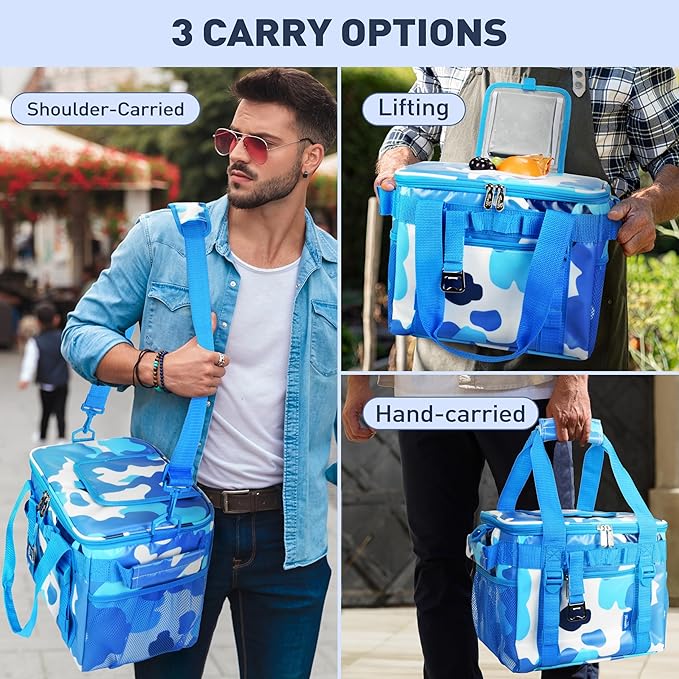 Tirrinia Soft Cooler Bag 24 Cans, Insulated Leakproof Portable Cooler with Lightweight & Adjustable Strap - Small Beach Cooler for Camping, Travel, Car, Picnic, Lunch Cooler Box