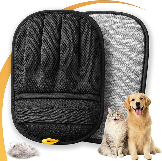 Pet Hair Removal Glove for Dogs & Cats - Upgraded Reusable Electrostatic Pet Hair Glove, Pet Hair Remover Tool for Laundry, Couch, Carpet & Car Seat, Gentle Grooming Mitt