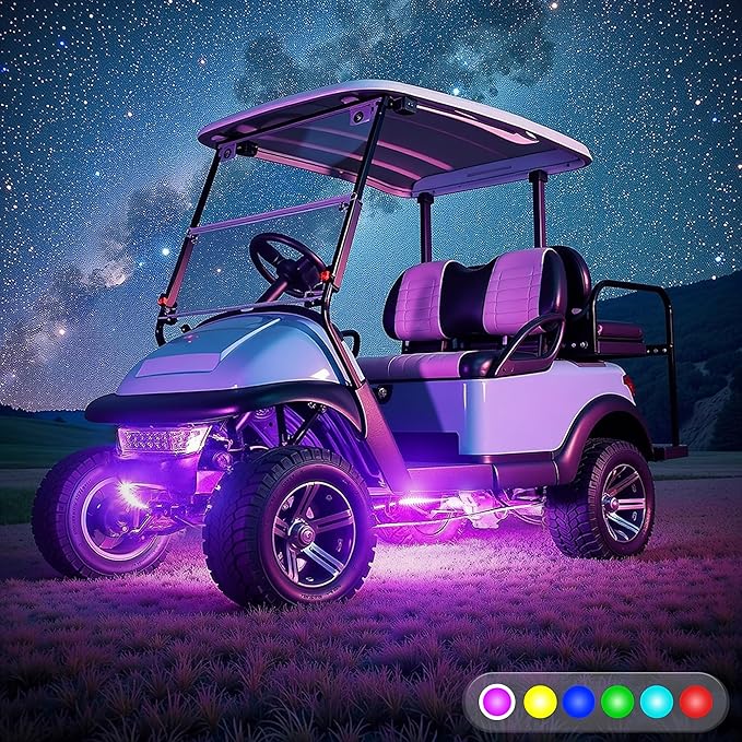 10L0L 2PCS Golf Cart Underbody Light Kit, Underglow LED Light Strip, 22 Modes RGB Music Sync, 12-66V Wide Voltage, IP67 Waterproof for EZGO, Club Car, Yamaha