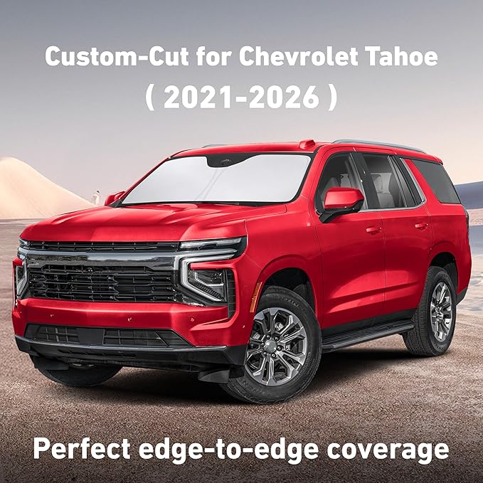 EcoNour Windshield Sunshade Compatible for Chevrolet Tahoe 2021-2024 2025 2026, Sun Visor for Front Windshield & Window Sun Shade Cover, UV Heat Blocker & Protector, Car Accessories