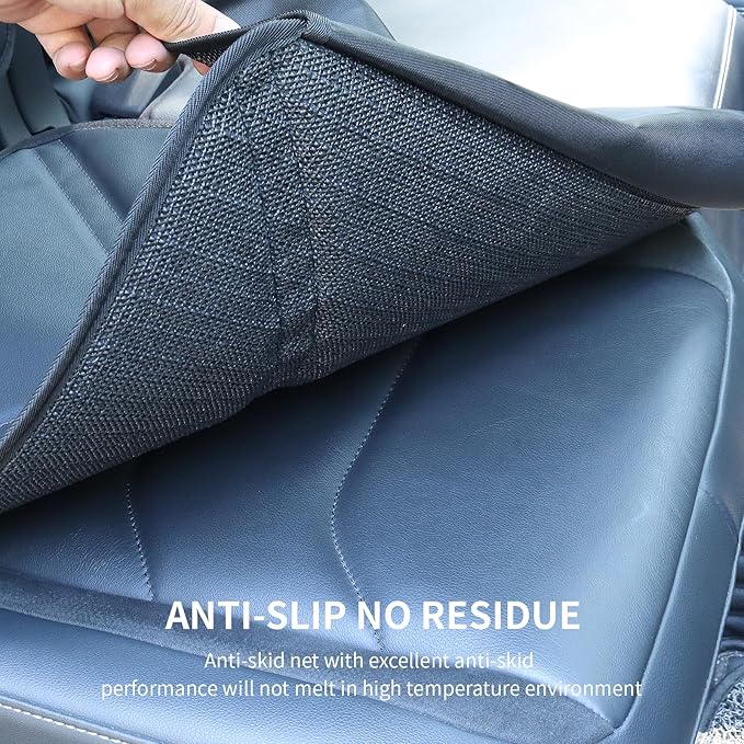 Car Seat Protector Leather Waterproof Child Safety Seat Protector Cover with Thick Pad and 2 Large Pockets Durable Kick Mat for All Auto Seat (Black)