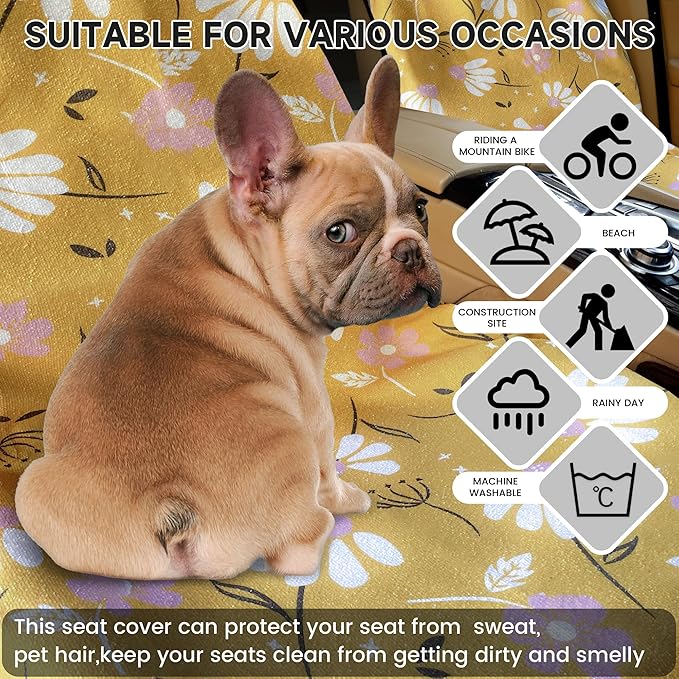 Car Seat Covers 2pcs Waterproof Towel Car Seat Cover Universal Fit for Most Trucks SUV Fitness Athletes Pets Gym and Water Sport，Chamomile