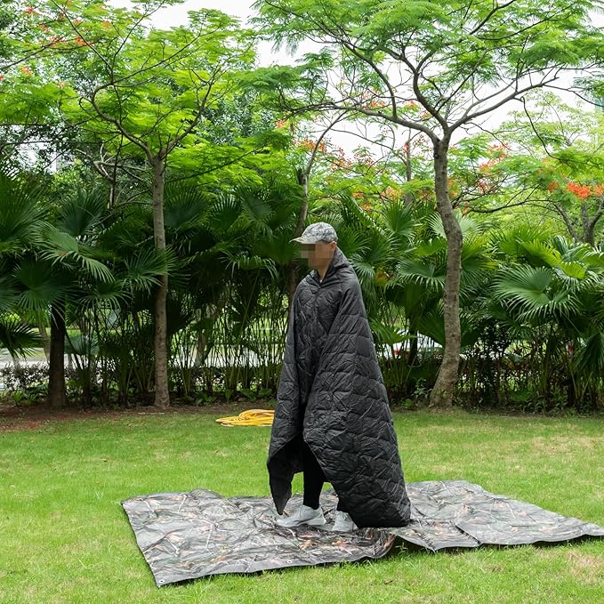 Poncho Liner Military Insulation Blanket Camo with Compression Carry Bag for Outdoors Hiking Jungle Hunting Gear