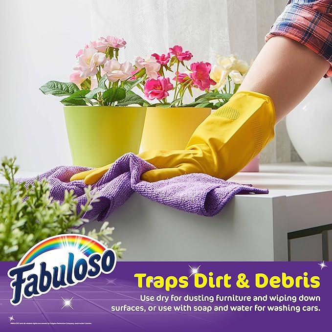 Fabuloso Microfiber Cleaning Cloths for_Home & Car,Lint-Free Scratch-Free Rags for_Glass,Kitchen,Wood,Reusable Machine Washable,Absorbent for Dusting,Wiping, Rainbow, 13 x 13 in, 8 Count (Pack of 5)