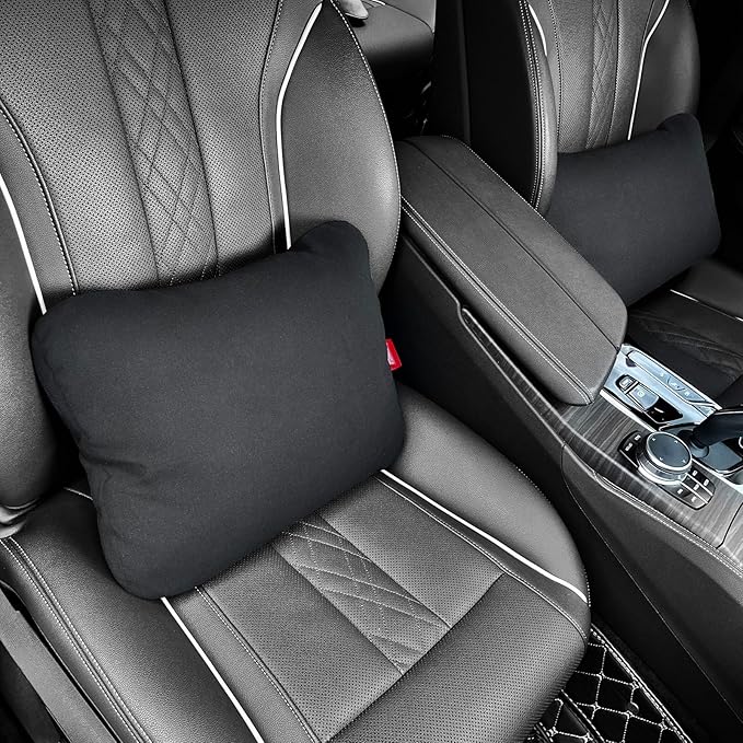 Graphene Lumbar Support Pillow for Car Driving Seat Relax Soft Lower Back Support Cushion for Sofa & Gaming Chair, Comfortable Couch Cushion with Machine Washable Cover(Black 2-Pack)