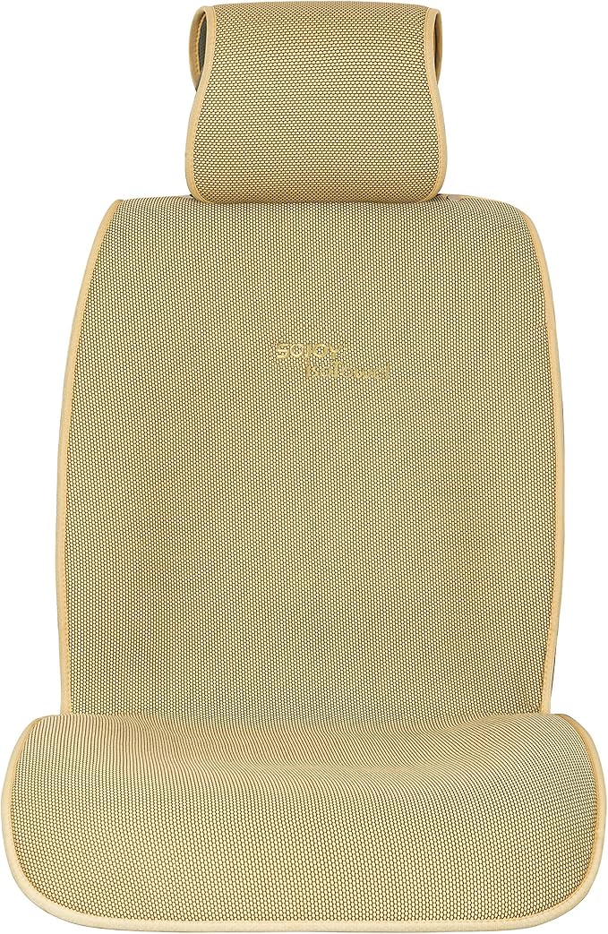 Sojoy IsoTowel Car Seat Cover, Microfiber Seat Protector with Quick-Dry Non-Slip Base,Car seat Protector for All Workouts, All-Weather Honeycomb Cloth (Tan)