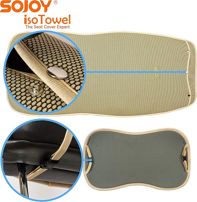 Sojoy IsoTowel Car Seat Cover, Microfiber Seat Protector with Quick-Dry Non-Slip Base,Car seat Protector for All Workouts, All-Weather Honeycomb Cloth (Tan)