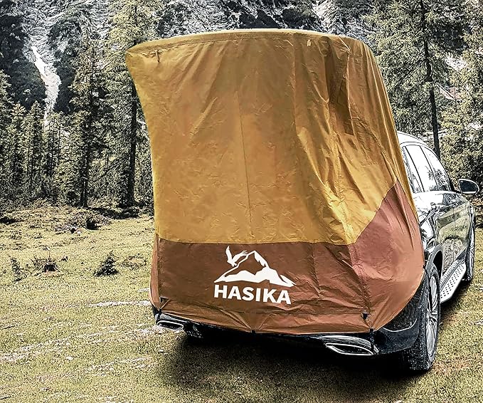 Hasika SUV Tailgate Tent - 2 Person Car Camping Awning, 3000mm Waterproof & UPF 50+ -Portable Hatchback Tent for Couples & Pet Owners, 2-Min Setup Road Trip Essentials Yellow