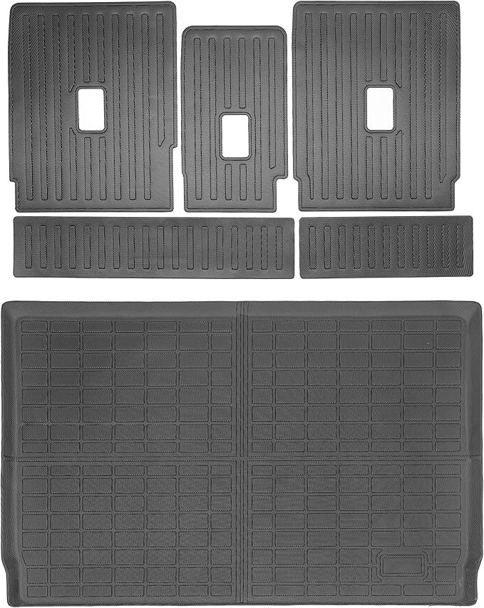 Trunk Liner Cargo Liners for 2025-2026 Ford Expediton Max and Lincoln Navigator L 7/8 Seat Rear Trunk Floor Mats with Backrest Mat 3D Boot Tray All-Weather TPE Black
