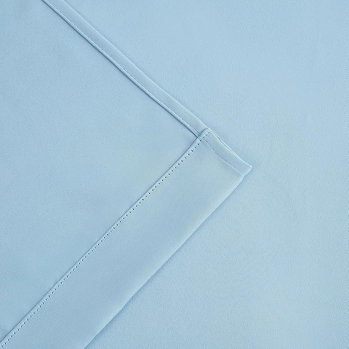 Bujasso Sky Blue 80% Blackout Curtains with Sheer Overlay Mix and Match Double Layer Thermal Insulated Window Panels 95 inch for Living Room Bedroom Blue Drapes with Tiebacks Grommet Top 37" Wx95 Lx2