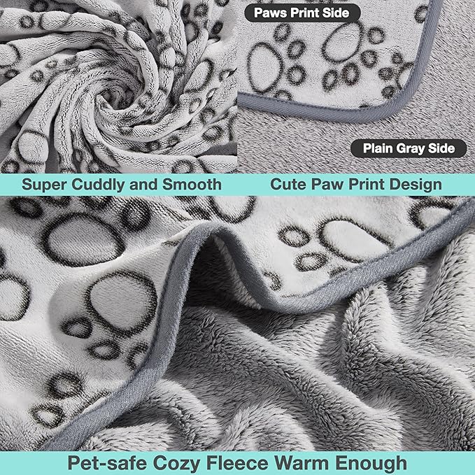Stuffed® Premium Soft Dog Blanket Washable, 40"x32" Cat Blanket for Indoor Cats Large Medium Small Dog Puppy Essentials (Grey)