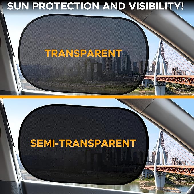 EcoNour Car Window Shades for Baby (4 Pack) | Protects Baby from Window Sun & Heat | Sun Shade Side Windows for Kids | Automotive Sun Protection from UV | Child Safety Accessories | Medium - 20"x12"