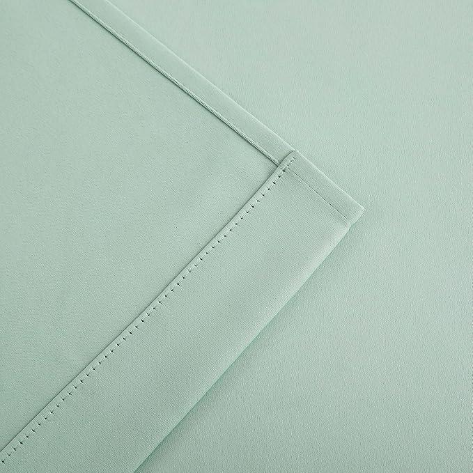 Bujasso Aqua 80% Blackout Curtains with Sheer Overlay Mix and Match Double Layer Thermal Insulated Window Panels 95 inch for Living Room Bedroom Mint Green Drapes with Tiebacks Grommet Top 37"Wx95"Lx2