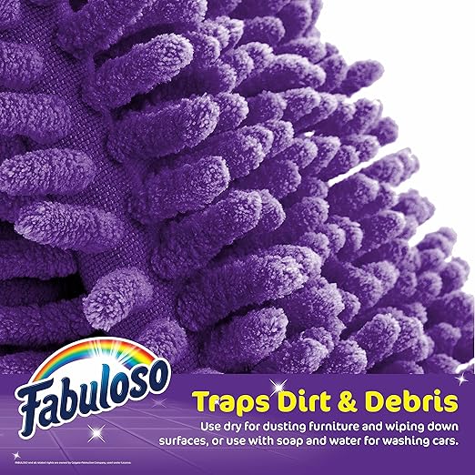 Fabuloso Microfiber Cleaning Mitt Glove, Lint-Free Scratch-Free Dusting and Washing for Furniture, Blinds, Baseboards, Shelves and Car Interior, One Size Fits All, Purple, 1 Count