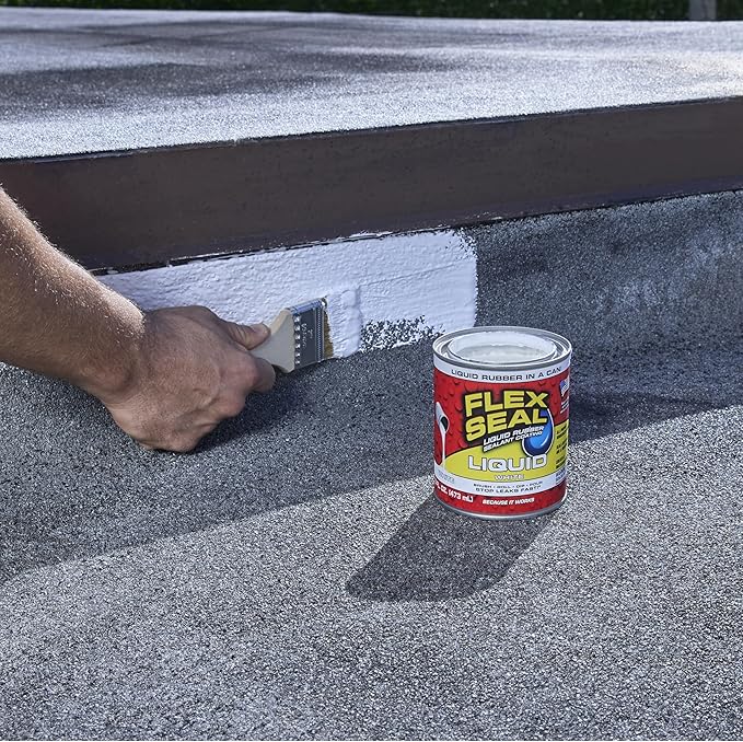 Flex Seal Liquid, Rubber Coating Sealant, Waterproof, Flexible, Breathable, and UV Resistant, Roof Repair, Basements, RV, Campers, Trailers, Marine, EPDM, Masonry, White, 16 oz