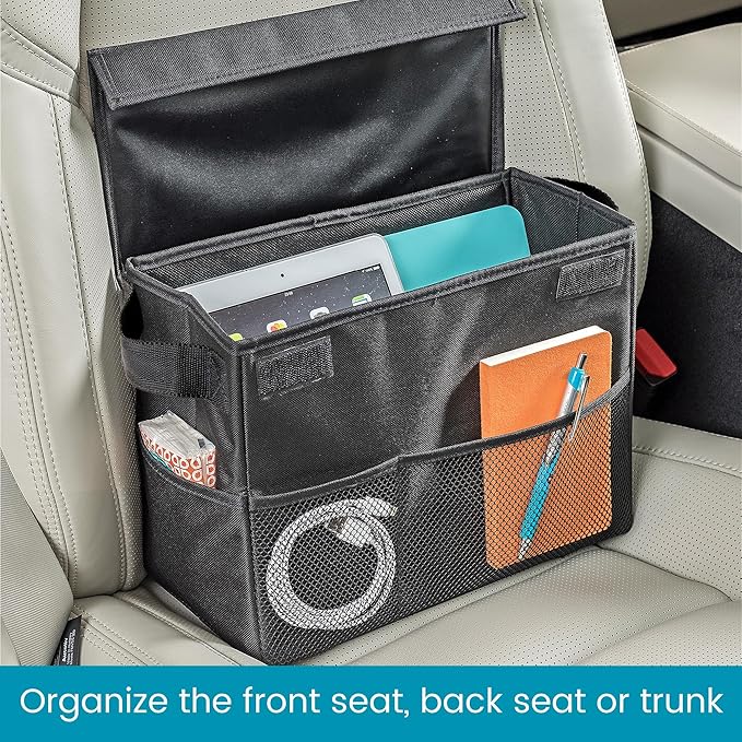 High Road Carganizer Car Storage Bin with Lid - Multipurpose Storage Box for Car for the Back Seat, Front Seat or Trunk - Univeral Car Organizer Fits All Vehicles