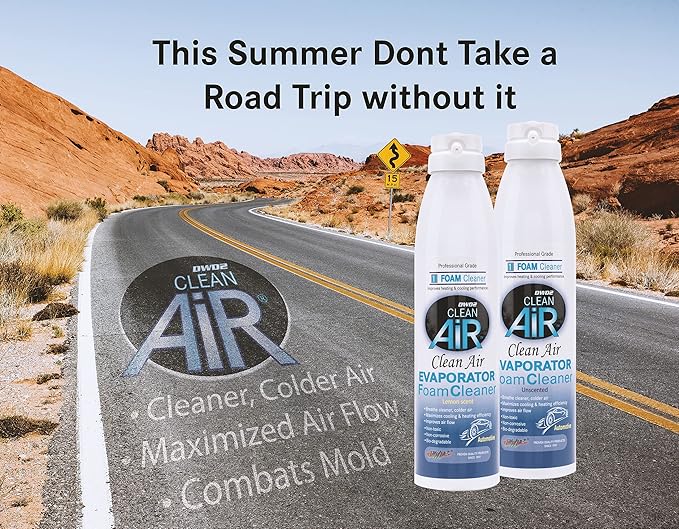 DWD2 Clean AIR® Premium Foaming Automotive Evaporator Coil Cleaner (Unscented) - Renew Your Air Conditioner and Enjoy a Comfortable Driving Experience Today (8.oz)