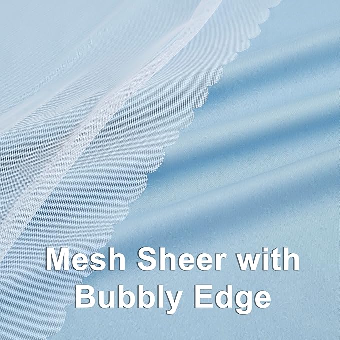 Bujasso Sky Blue 80% Blackout Curtains with Sheer Overlay Mix and Match Double Layer Thermal Insulated Window Panels 63 inch for Living Room Bedroom Blue Drapes with Tiebacks Grommet Top 37" Wx63 Lx2