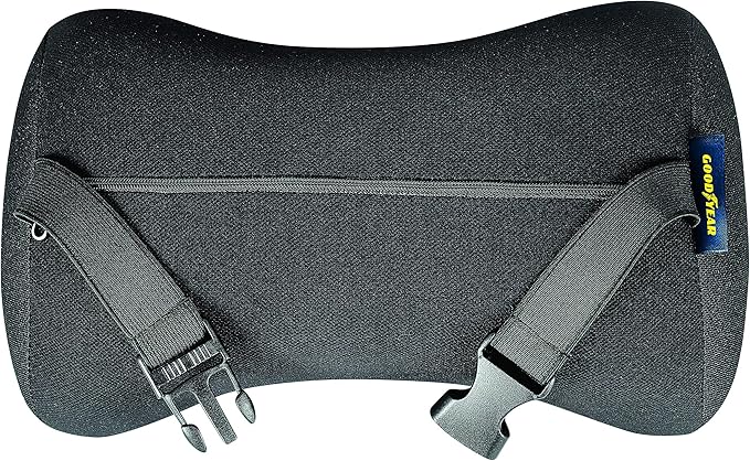 Goodyear Ergonomic Car Neck Pillow, Soft Memory Foam Headrest Pillow for Driving, Breathable & Removable Cover, Car Seat Headrest Cushion with Adjustable Strap, Neck Pain Relief, Grey