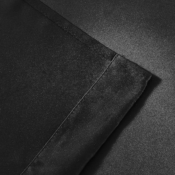 Bujasso Black Blackout Curtain Panels with Sheer Overlay Mix and Match Double Layer Thermal Insulated Window Treatment Set for Bedroom Living Room Black Drapes with Tiebacks Grommet Top 37" Wx63 Lx2
