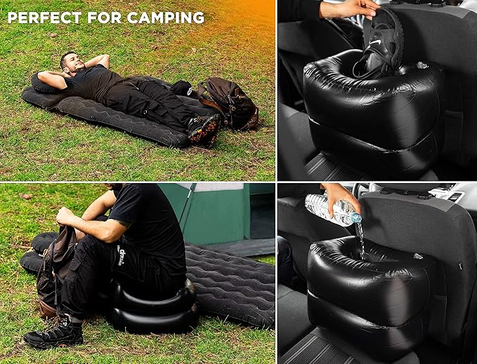 Zento Deals Inflatable Air Mattress for Car - Portable Travel Bed with Pillows for Camping, Sleeping Outdoors - Universal for SUV, Truck and RV Back Seat (Pack 1)
