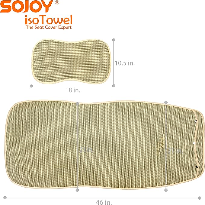 Sojoy IsoTowel Car Seat Cover, Microfiber Seat Protector with Quick-Dry Non-Slip Base,Car seat Protector for All Workouts, All-Weather Honeycomb Cloth (Tan)