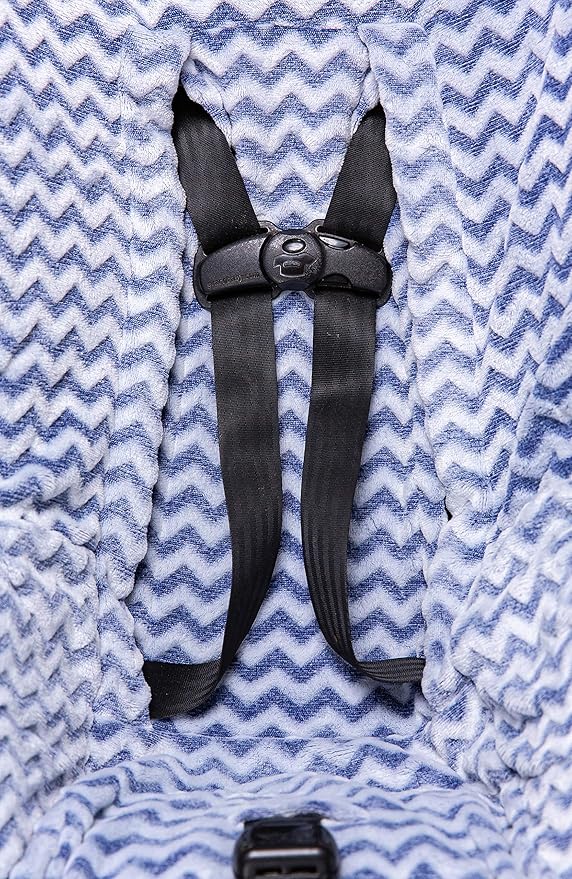 Niko Easy Wash Children's Car Seat Cover & Liner - Blue Chevron Minky - Great for Winter Weather - Universal FIT - Crash Tested - Waterproof SEAT Bottom - Mess Protection - Machine Washable