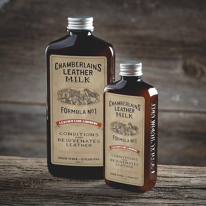 Leather Milk Conditioner and Cleaner for Furniture, Cars, Purses and Handbags. All-Natural, Non-Toxic Conditioner Made in the USA. Leather Care Liniment No. 1. 2 Sizes. Includes Premium Applicator Pad
